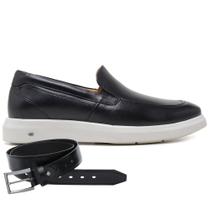Sapato Jota Pe Casual Preto Em Couro Air + Cinto 91150 Sapato Jota Pe Casual Preto Em Couro Air + Cinto 91150