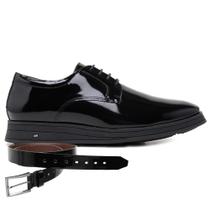 Sapato Jota Pe Casual Preto Em Couro Air Imola + Cinto 85455 Sapato Jota Pe Casual Preto Em Couro Air Imola + Cinto 85455