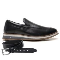 Sapato Jota Pe Casual Preto em Couro Air Leeds + Cinto 85400 Sapato Jota Pe Casual Preto em Couro Air Leeds + Cinto 85400