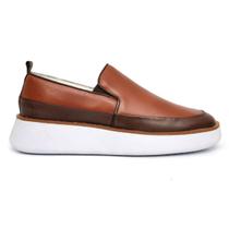 Sapato Loafer Confort Masculino em Couro Solado Elevado