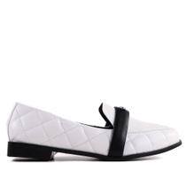Sapato Loafer Feminino Dumond 4118749 Branco/Preto Sapato Loafer Feminino Dumond 4118749 Branco/Preto