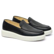Sapato Loafer Mocassim Premium Couro Nobre Confort Sola Alta