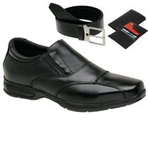 Sapato Loafer Social de Couro Masculino Leve Ortopédico com Carteira e Cinto