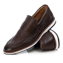 Sapato Loafer Social Masculino Couro Confortável Marrom