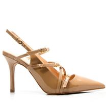 Sapato Luiza Barcelos Salto Alto Slingback Fivelas Bege