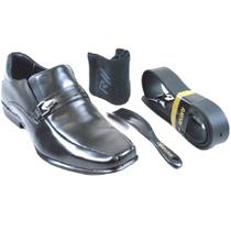 Sapato Masc Rafarillo Couro Preto - Kit 4 em 1 45023-00PK