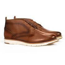 Sapato Masculino Botinha Social Oxford de Couro Premium Cor Caramelo