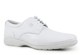 Sapato Masculino Branco em Couro Confortável Antiderrapante Leve Casual Social