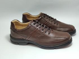 Sapato masculino com cadarço em couro cor marrom marca Anatomic Gel 455057