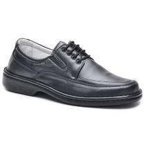 Sapato Masculino Conforto Ortopédico para Diabéticos Em Couro de Carneiro Preto Sapato Masculino Conforto Ortopédico para Diabéticos Em Couro de Carneiro Preto