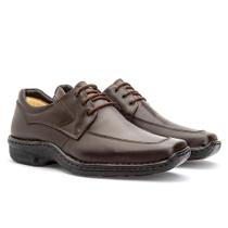 Sapato Masculino Couro Cadarço Liso Conforto Casual