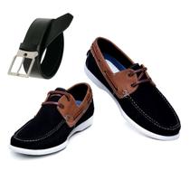 Sapato Masculino De Couro Casual Moderno Mocassim Solado Costurado + Cinto Sapato Masculino De Couro Casual Moderno Mocassim Solado Costurado + Cinto