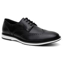 Sapato Masculino Derby Couro Bico Redondo Brogue Casual