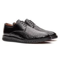 Sapato Masculino Derby Couro Croco Casual Conforto Dia a Dia Sapato Masculino Derby Couro Croco Casual Conforto Dia a Dia