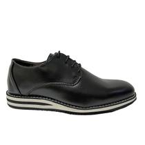 Sapato Masculino Elegante Derby Leve Sola Em Eva Couro Eco Preto