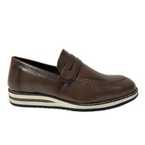 Sapato Masculino Elegante Loafer Leve Sola Em Eva Couro Eco Pinhao