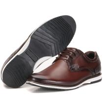Sapato Masculino Em Couro Oxford Brogue Bico Redondo Confort