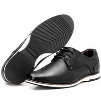 Sapato Masculino Em Couro Oxford Brogue Bico Redondo Confort