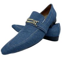 Sapato Masculino Italiano Em Brim Jeans Ref: D743