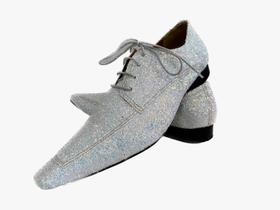 Sapato Masculino Italiano Em Couro Branco Glitter Ref: D668 Sapato Masculino Italiano Em Couro Branco Glitter Ref: D668