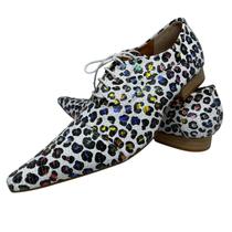 Sapato Masculino Italiano Em Couro Colors Onça Branca Edição Limitada Ref: D606 Sapato Masculino Italiano Em Couro Colors Onça Branca Edição Limitada Ref: D606