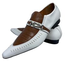 Sapato Masculino Italiano Em Couro Marrom Social Croco Ref: D632