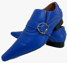 Sapato Masculino Italiano Em Couro Social Azul Ref: D728
