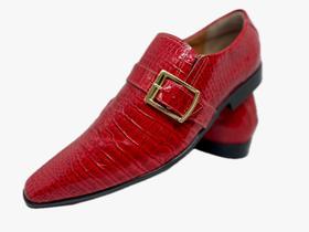 Sapato Masculino Italiano Em Couro Social Vermelho Croco Ref: D850 Sapato Masculino Italiano Em Couro Social Vermelho Croco Ref: D850