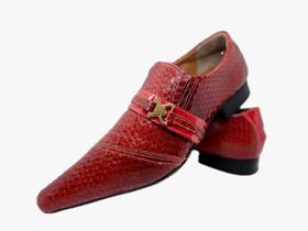Sapato Masculino Italiano Em Couro Social Vermelho Serpente Ref: D851 Sapato Masculino Italiano Em Couro Social Vermelho Serpente Ref: D851