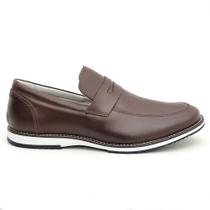 Sapato Masculino Loafer Roma Esporte Fino Em Couro Legitimo Cafe