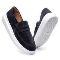 Sapato Masculino Mocassim Sola Alta Macio Confortável Camurça Luxo Premium