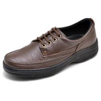 Sapato Masculino Ortopédico Conforto Couro Cadarço Pizaflex