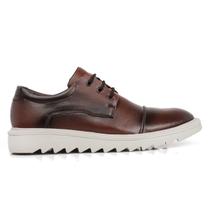Sapato Masculino Oxford Amarração Cadarço Casual Moderno Social Tratorado Marrom