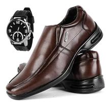 Sapato Masculino Social Antistress Anatômico Com Relogio