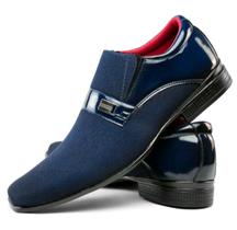 Sapato Masculino Social Azul Bico Quadrado Sintético - WUDDSTORE