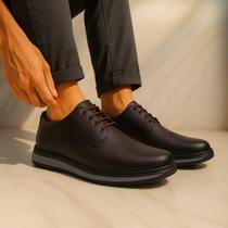 Sapato Masculino Social Casual Derby Conforto Couro Ecológic