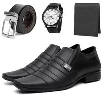 Sapato Masculino Social Confortável + Relógio + Carteira + Cinto