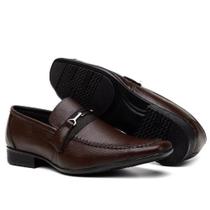 Sapato Masculino Social Couro Legítimo Calce Fácil Liso Bico Quadrado Gravata Italiano Premium - Sanel Shoes