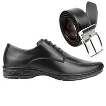 Sapato Masculino Social Macio Leve Confortável + Cinto Masculino Dupla Face Ajustável