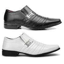 Sapato masculino social pizzolev kit 1 par branco e 1 par preto