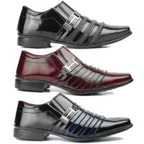 Sapato masculino social pizzolev kit 3 pares azul preto e vinho