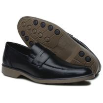 Sapato Masculino Social Solado Bicolor Elástico Conforto Cor Preto