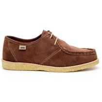 Sapato Masculino Vintage Mocassim Couro Camurça Confortável Calce Fácil Sola Crepe Macia