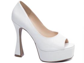 Sapato Meia Pata Feminina Napa Branco Torricella modelo 1.206A