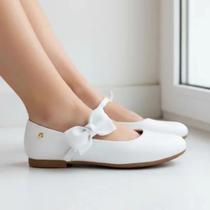 Sapato menina feminino Pampili Angel com Laço Removível Branco