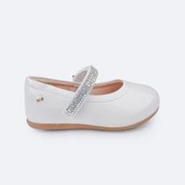 Sapato Menina Pampili Angel Tira Strass Verniz Branco 04.993