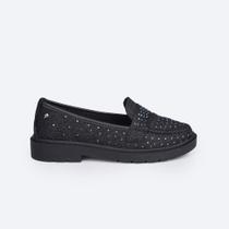 Sapato Menina Pampili Tifany Mocassim Glitter Preto 480.005