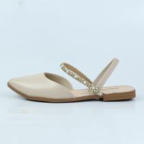 Sapato Mississipi Slingback Bico Fino Salto Baixo Strass