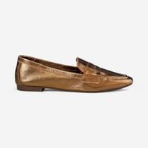 Sapato Mocassim Dumond Couro Metalizado Bronze
