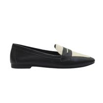 Sapato Mocassim Elegance Couro Dayane Magalhães Preto E Off White